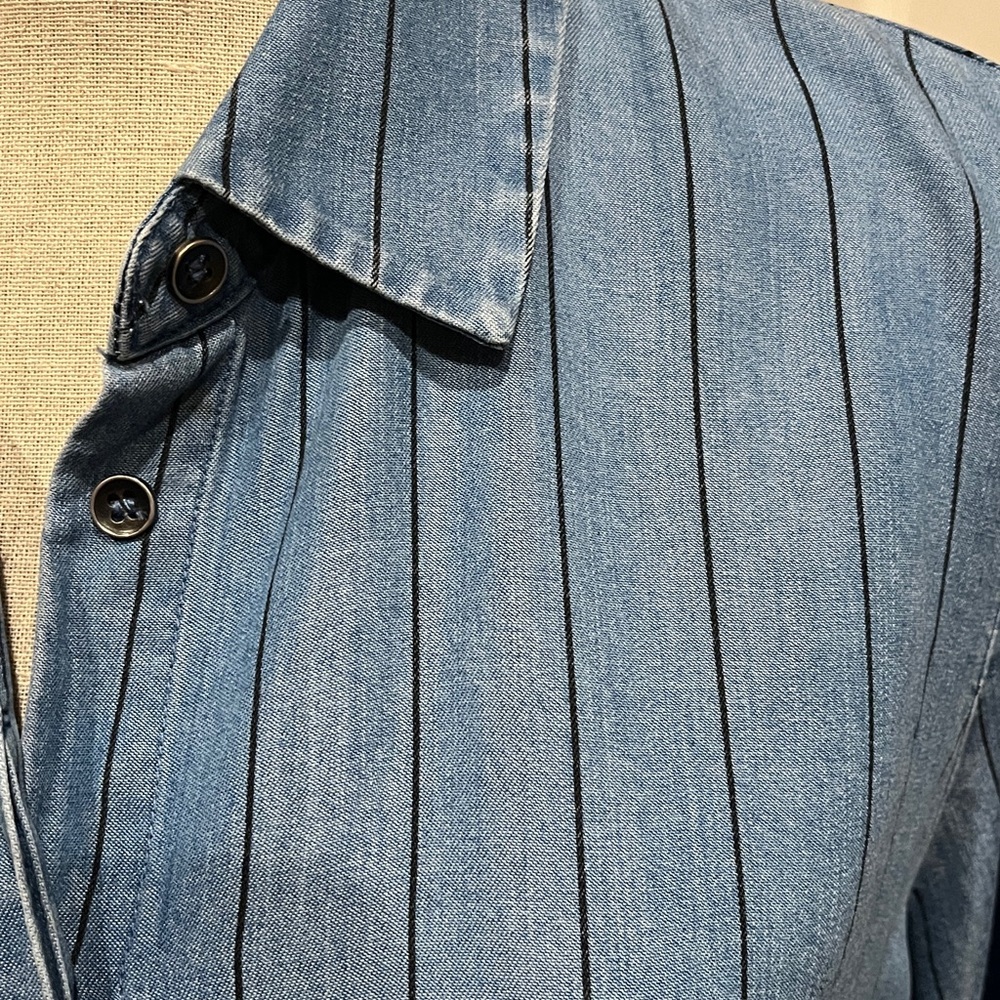 Soft Surroundings Denim Blue Button Down Shirt - Picture 2 of 5
